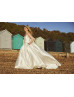 Spaghetti Straps Ivory Pleated Satin Gorgeous Wedding Dress